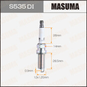 Свеча зажигания Masuma Double Iridium с иридиевым электродом, арт. S535DI