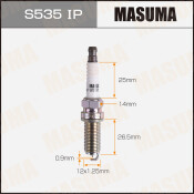 Свеча зажигания Masuma Iridium+Platinum с иридиевым/платиновым электродом, арт. S535IP