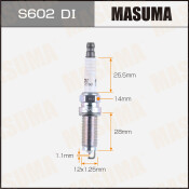 Свеча зажигания Masuma Double Iridium DILZKAR7C11S с иридиевым электродом и удлиненной резьбой, арт. S602DI Свеча зажигания Masuma Double Iridium DILZKAR7C11S с иридиевым электродом и удлиненной резьбой, арт. S602DI