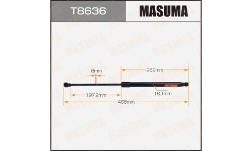 Упор газовый багажника MASUMA, L=486mm (1/40)