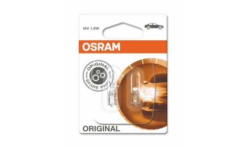 Лампа Osram Original Line W1.2W (W2x4.6d, T5), 12В, 1.2Вт, комплект 2 шт, арт. 2721-2BL