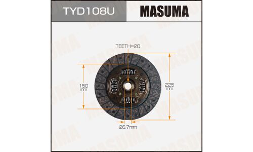 Диск сцепления Masuma (225х150х20х26.7мм), для Toyota Vista / Sprinter, арт. TYD108U