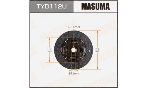 Диск сцепления Masuma (236х150х21х29.8мм), арт. TYD112U