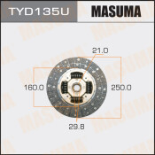 Диск сцепления Masuma (250х160х21х29.8мм), арт. TYD135U