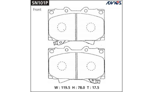 Колодки тормозные дисковые Advics передние, комплект на ось (4 шт), арт. SN101P