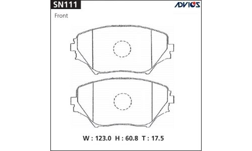 Колодки тормозные дисковые Advics передние, комплект на ось (4 шт), арт. SN111