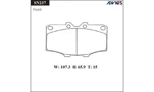 Колодки тормозные дисковые Advics передние, комплект на ось (4 шт), арт. SN237