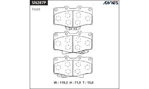 Колодки тормозные ADVICS дисковые, арт. SN287P