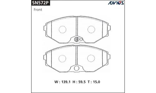 Колодки тормозные дисковые Advics передние, комплект на ось (4 шт), арт. SN572P