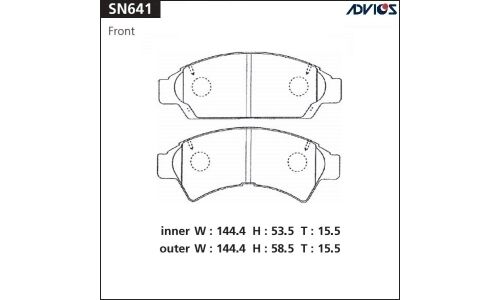 Колодки тормозные дисковые Advics передние, комплект на ось (4 шт), арт. SN641
