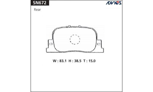 Колодки тормозные дисковые Advics задние, комплект на ось (4 шт), арт. SN672