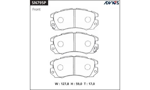Колодки тормозные дисковые Sumitomo, комплект на ось (4 шт), арт. SN795P