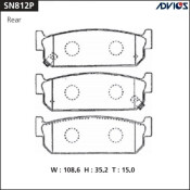 Колодки тормозные дисковые Advics задние, комплект на ось (4 шт), арт. SN812P