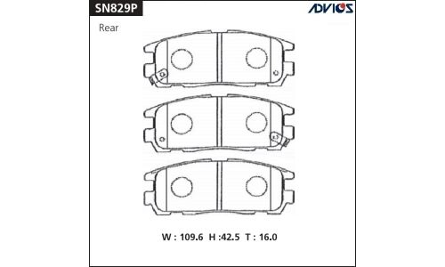 Колодки тормозные дисковые Advics задние, комплект на ось (4 шт), арт. SN829P
