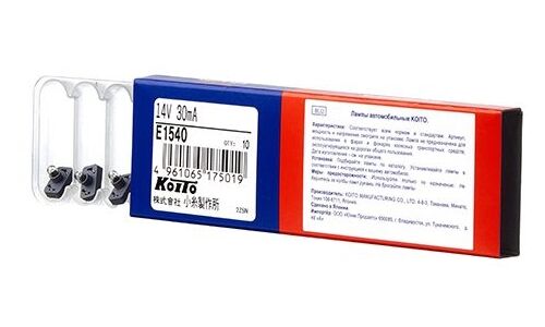 Лампа Koito BAX (пластиковый цоколь, T3), 12В, 0.42Вт, арт. E1540