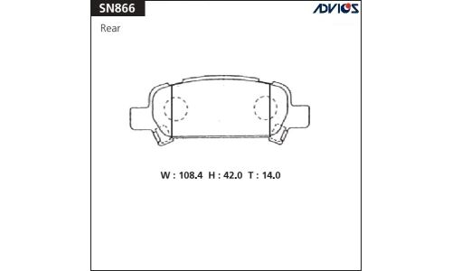 Колодки тормозные дисковые Advics задние, комплект на ось (4 шт), арт. SN866
