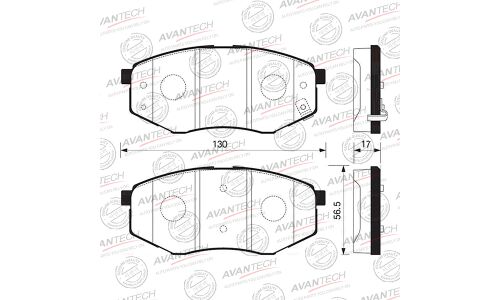 Колодки тормозные дисковые Avantech, передние, комплект на ось (4 шт), арт. AV011