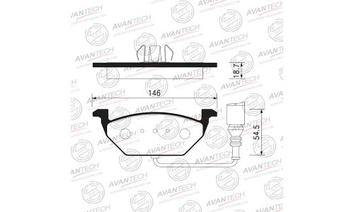 Колодки тормозные дисковые Avantech, передние, комплект на ось (4 шт), арт. AV051