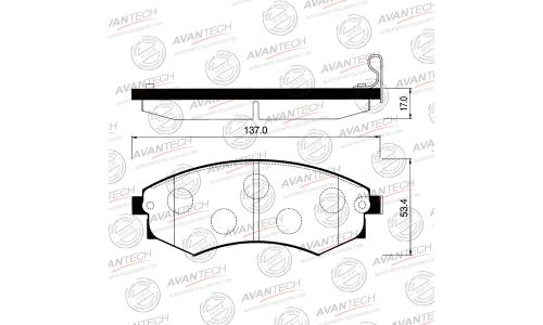 Колодки тормозные дисковые Avantech, передние, комплект на ось (4 шт), арт. AV069