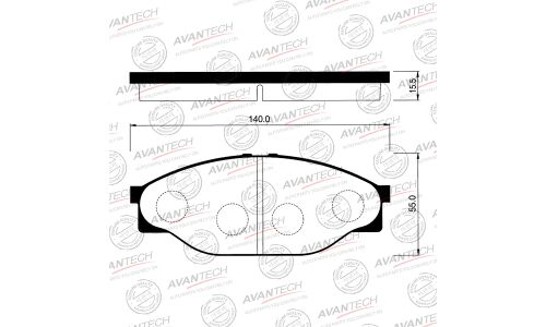 Колодки тормозные дисковые Avantech с противоскрипными пластинами, комплект на ось (4 шт), арт. AV796