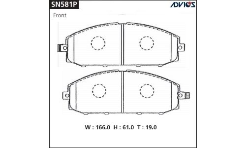 Колодки тормозные дисковые Advics передние, комплект на ось (4 шт), арт. SN581P