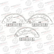 Колодки тормозные барабанные Avantech, комплект на ось (4 шт), арт. AVS0116