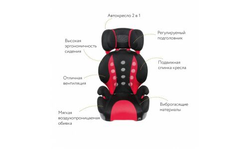 Автокресло детское Ailebebe Saratto Highback Junior Quattro, группы 2/3 (15-36кг), красное