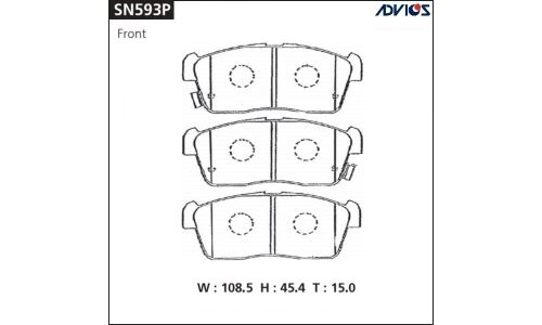Колодки тормозные ADVICS дисковые, арт. SN593P