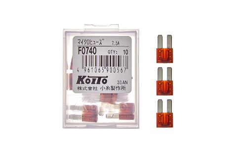 Предохранитель автомобильный Koito, флажковый, микро (MICRO2 FR02), коричневый, 7.5А, комплект 10 шт, арт. F0740