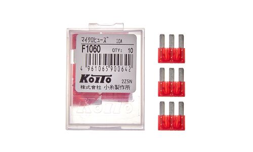 Предохранитель автомобильный Koito, флажковый, микро (MICRO3 FR03), красный, 10А, комплект 10 шт, арт. F1060