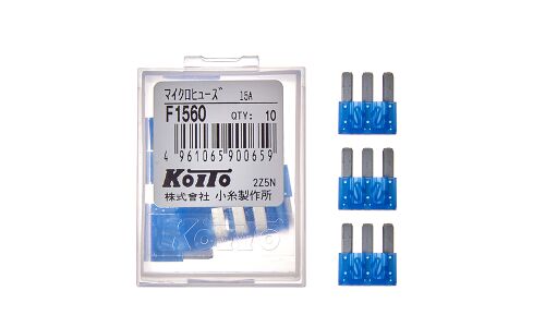 Предохранитель автомобильный Koito, флажковый, микро (MICRO3 FR03), синий, 15А, комплект 10 шт, арт. F1560