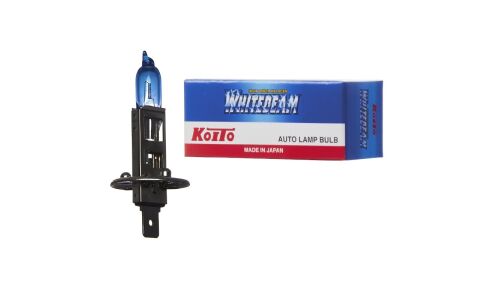 Лампа галогенная Koito Whitebeam H1 (P14.5s, T8), 12В, 55Вт (соответствует 100Вт), 4200К, 1 шт, арт. 0751W