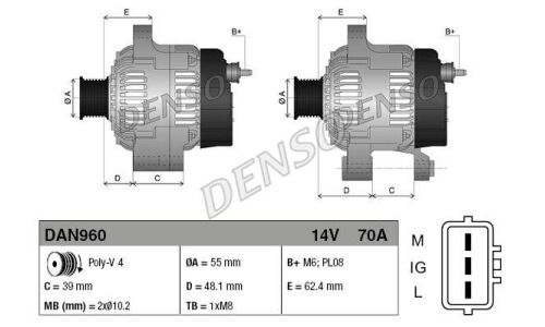 Генератор Denso, арт. DAN960