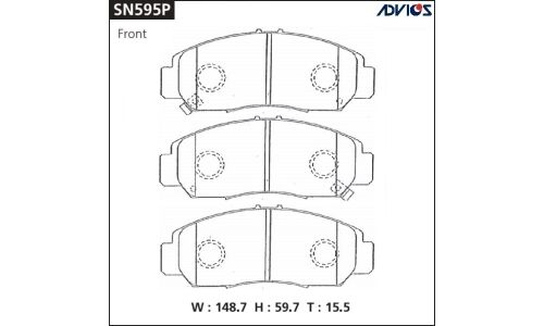 Колодки тормозные дисковые Advics передние, комплект на ось (4 шт), арт. SN595P