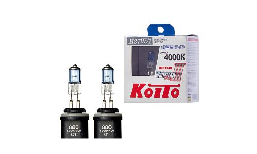 Лампа галогенная Koito Whitebeam H27W/1 (PG13, T9), 12В, 27Вт (соответствует 55Вт), 4000К, комплект 2 шт, арт. P0728W