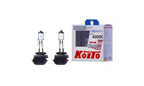 Лампа галогенная Koito Whitebeam H27W/2 (PGJ13, T9), 12В, 27Вт (соответствует 55Вт), 4000К, комплект 2 шт, арт. P0729W
