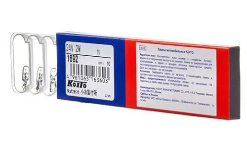 Лампа Koito W2W (W2x4.6d, T5), 24В, 2Вт, арт. 1692