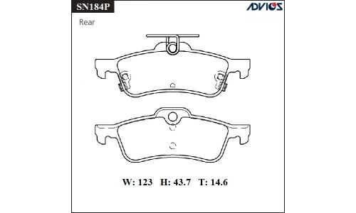 Колодки тормозные дисковые Advics, комплект на ось (4 шт), арт. SN184P