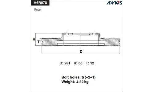 Диск тормозной ADVICS, арт. A6R078B