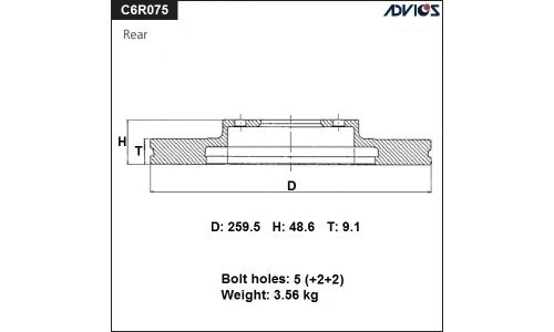 Диск тормозной ADVICS, арт. C6R075