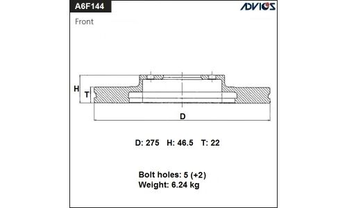 Диск тормозной ADVICS, арт. A6F144B