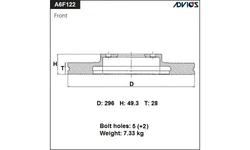 Диск тормозной ADVICS, арт. A6F122B