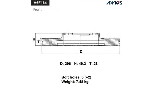 Диск тормозной ADVICS, арт. A6F164B