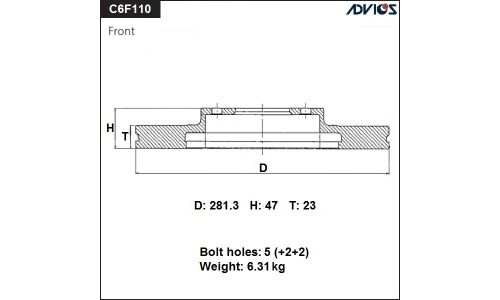 Диск тормозной ADVICS, арт. C6F110B