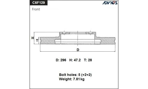 Диск тормозной ADVICS, арт. C6F129B