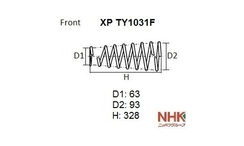 Пружина подвески NHK, передняя, арт. XP TY1031F