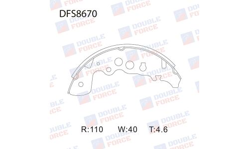 Колодки тормозные барабанные Double Force, комплект на ось (4 шт), арт. DFS8670