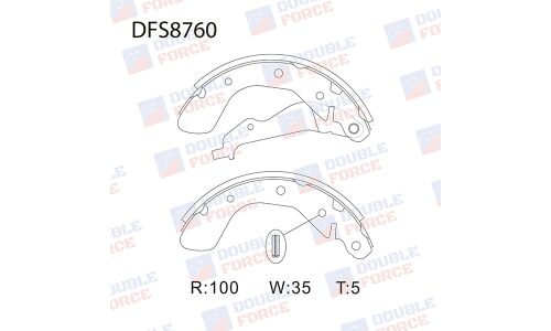 Колодки тормозные барабанные Double Force, комплект на ось (4 шт), арт. DFS8760