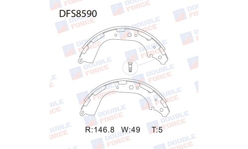 Колодки тормозные барабанные Double Force, комплект на ось (4 шт), арт. DFS8590