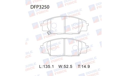 Колодки тормозные дисковые Double Force, передние, комплект на ось (4 шт), арт. DFP3250